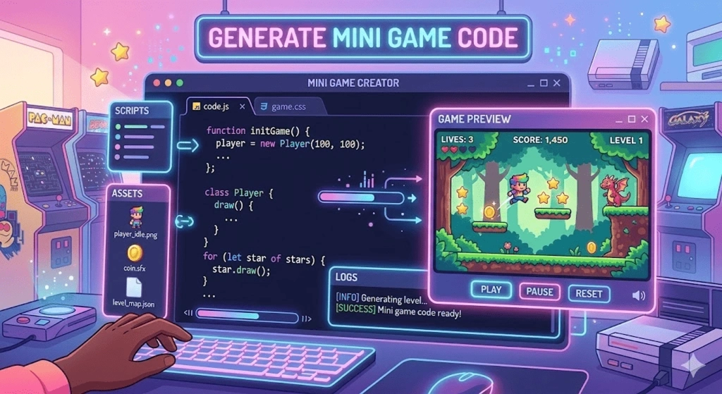 AI自动生成小游戏代码结构示意
